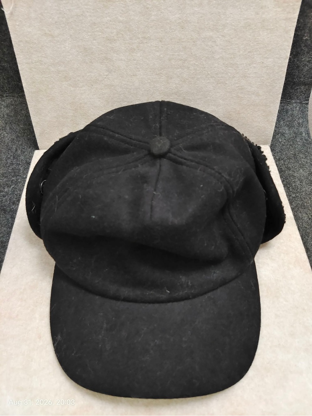 NWOT Ugg's Men's Wool Blend Earflap Baseball Cap Sz Large/ XL black
